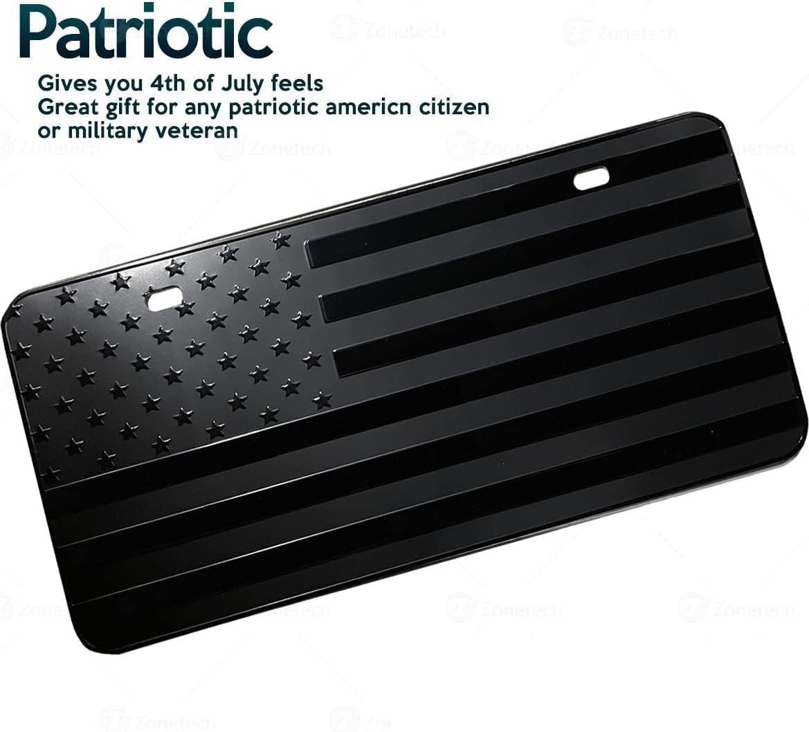 Subdued USA Flag License Plate - Premium Quality Thick and Durable