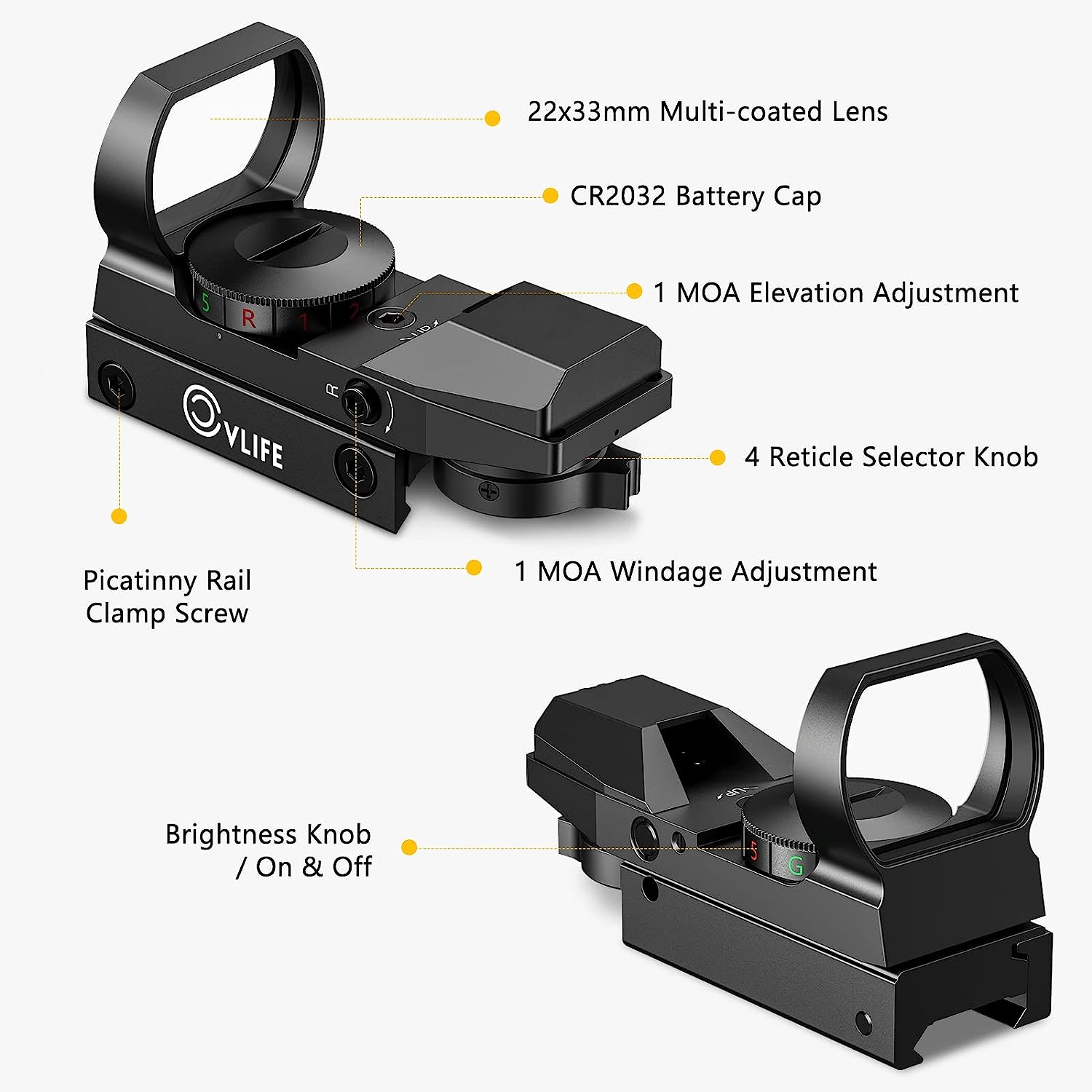 Red and Green Dot Gun Sight Scope