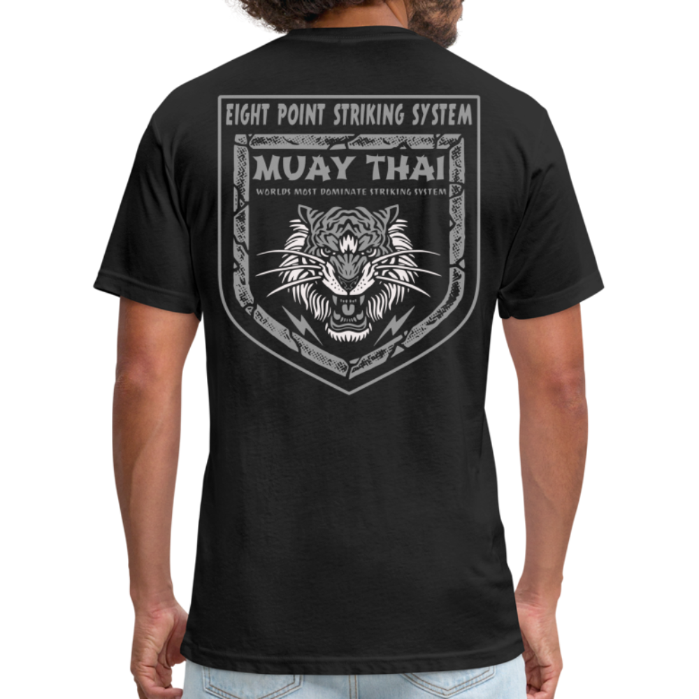 Muay Thai Subdued Tiger Fitted Cotton/Poly T-Shirt by Next Level - black