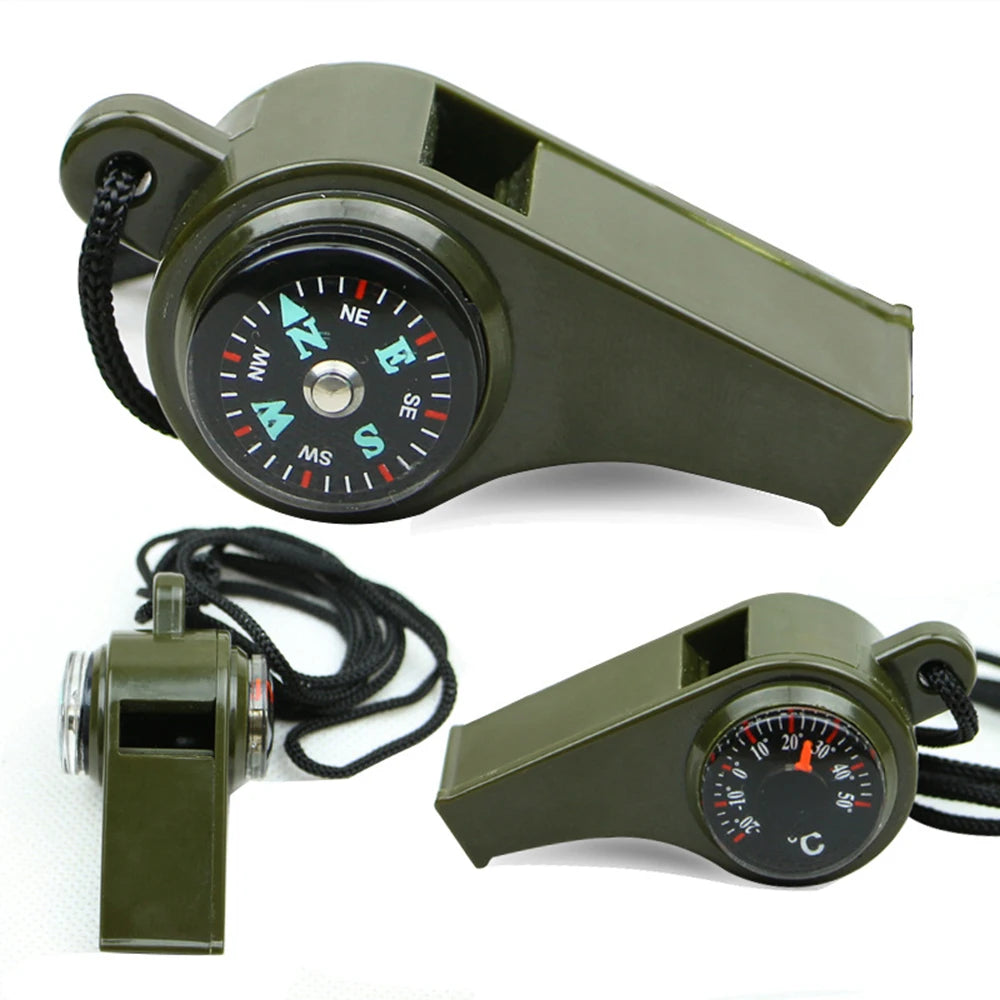 3 in 1 Emergency Survival Whistle Compass Thermometer