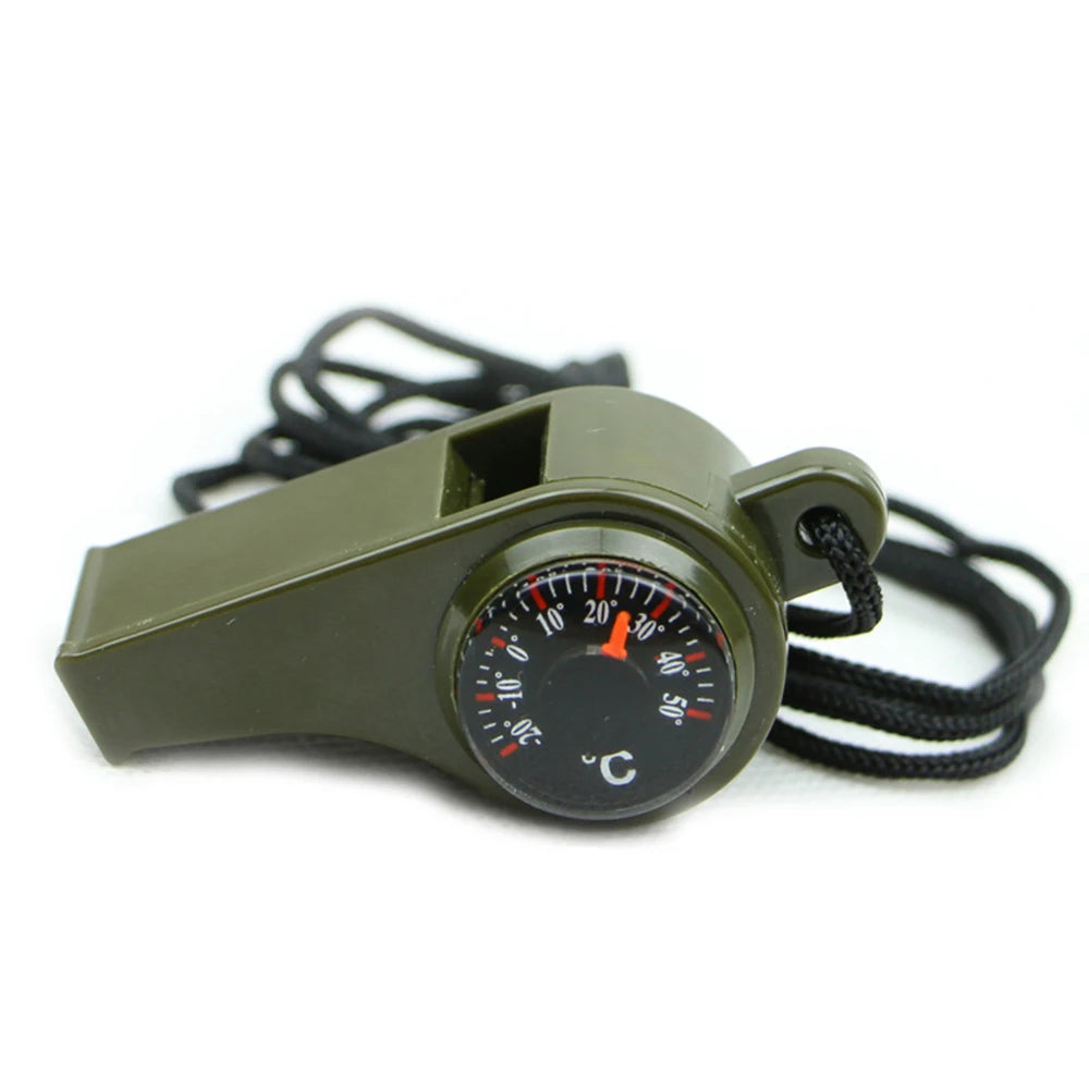 3 in 1 Emergency Survival Whistle Compass Thermometer