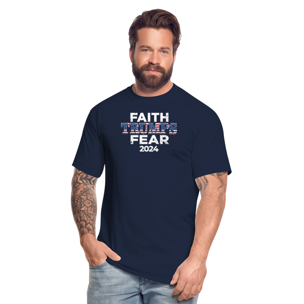 Faith Trumps Fear Men's TALL T-Shirt - navy