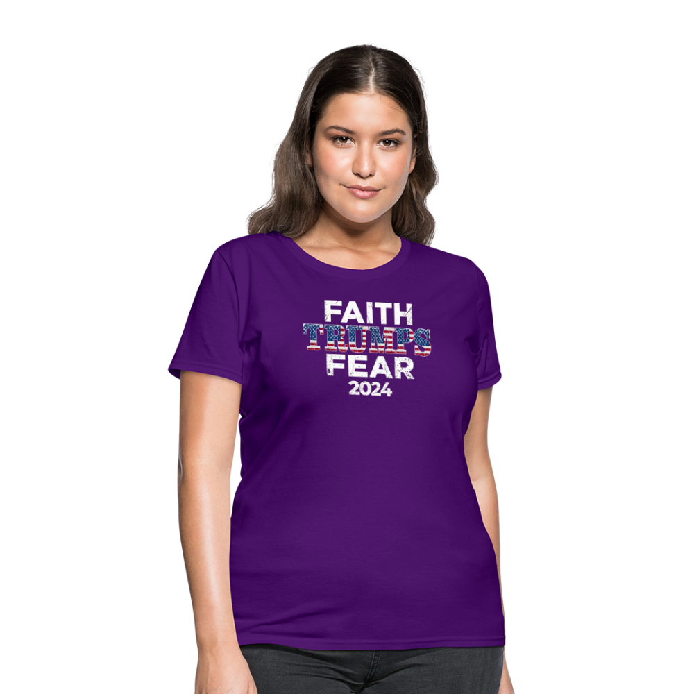 Faith Trumps Fear Women's Fitted T-Shirt - purple