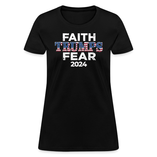 Faith Trumps Fear Women's Fitted T-Shirt - black