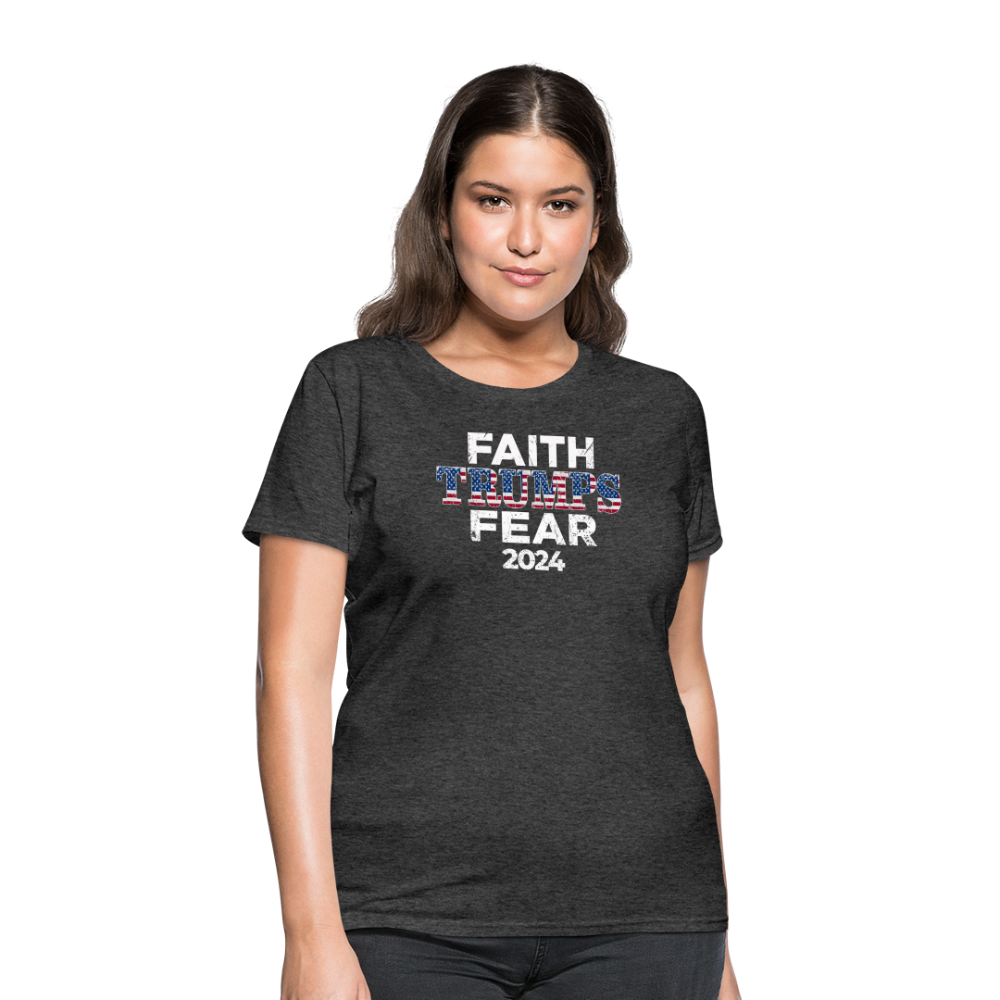 Faith Trumps Fear Women's Fitted T-Shirt - heather black