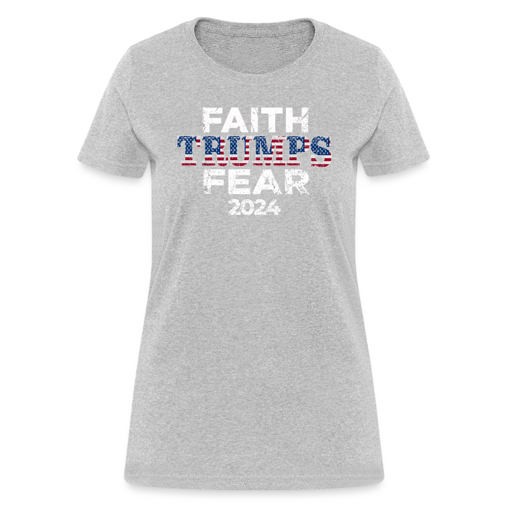 Faith Trumps Fear Women's Fitted T-Shirt - heather gray