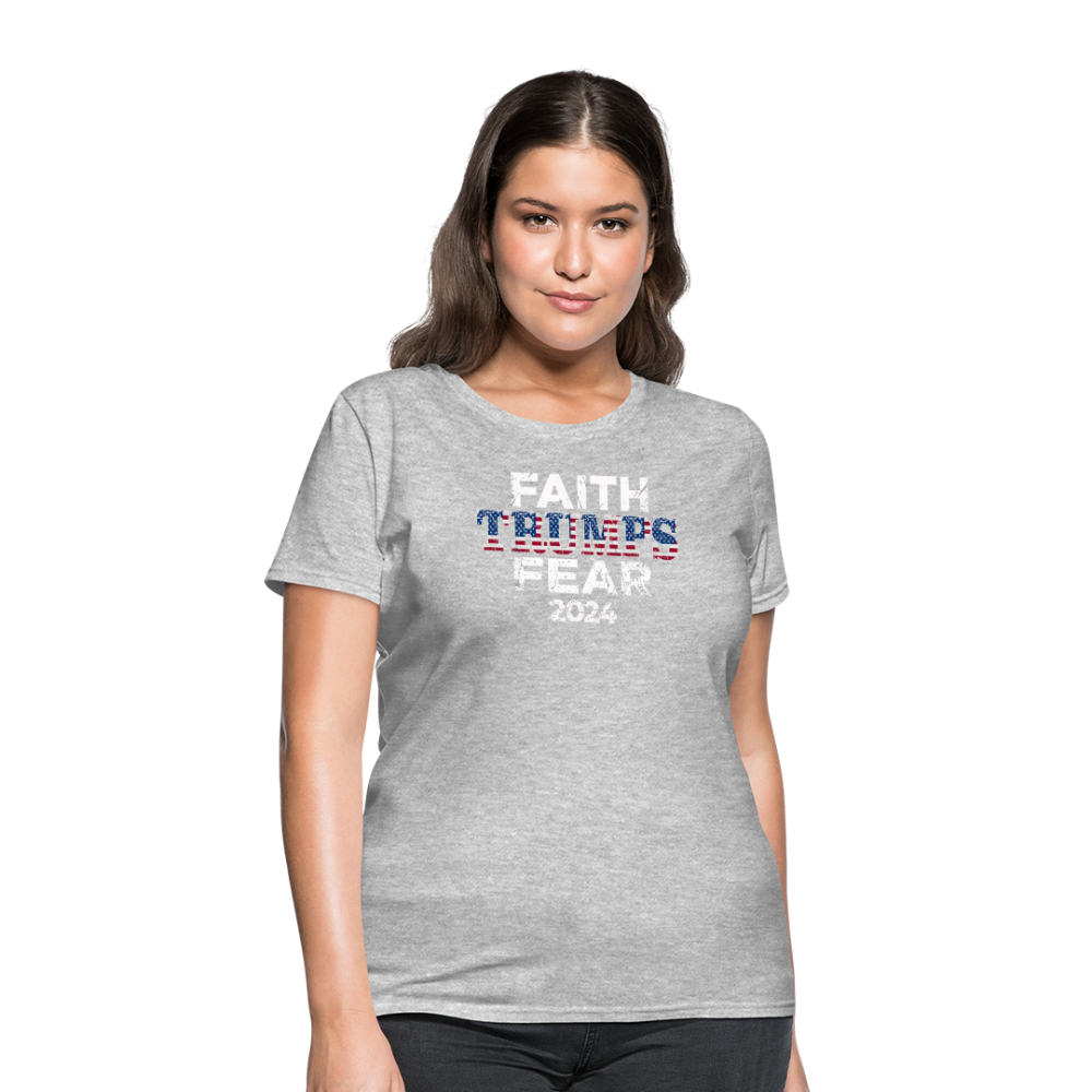 Faith Trumps Fear Women's Fitted T-Shirt - heather gray