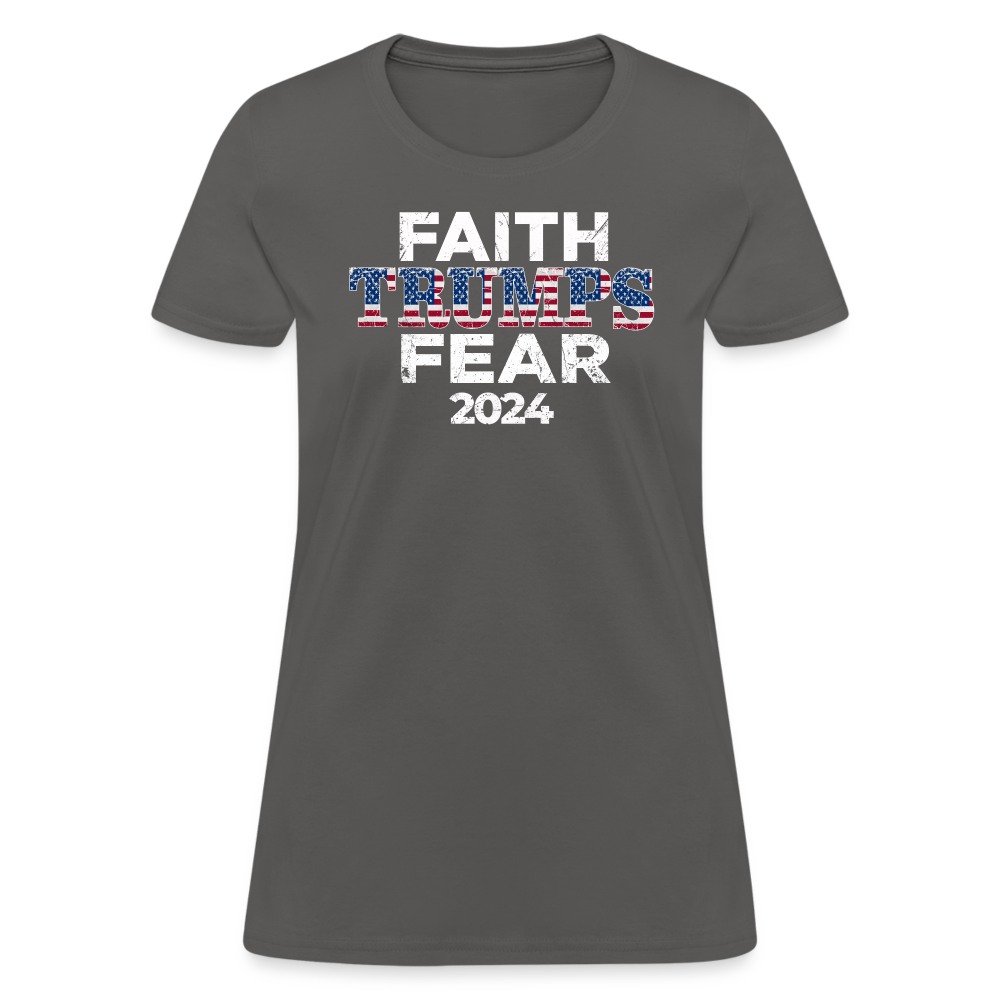 Faith Trumps Fear Women's Fitted T-Shirt - charcoal