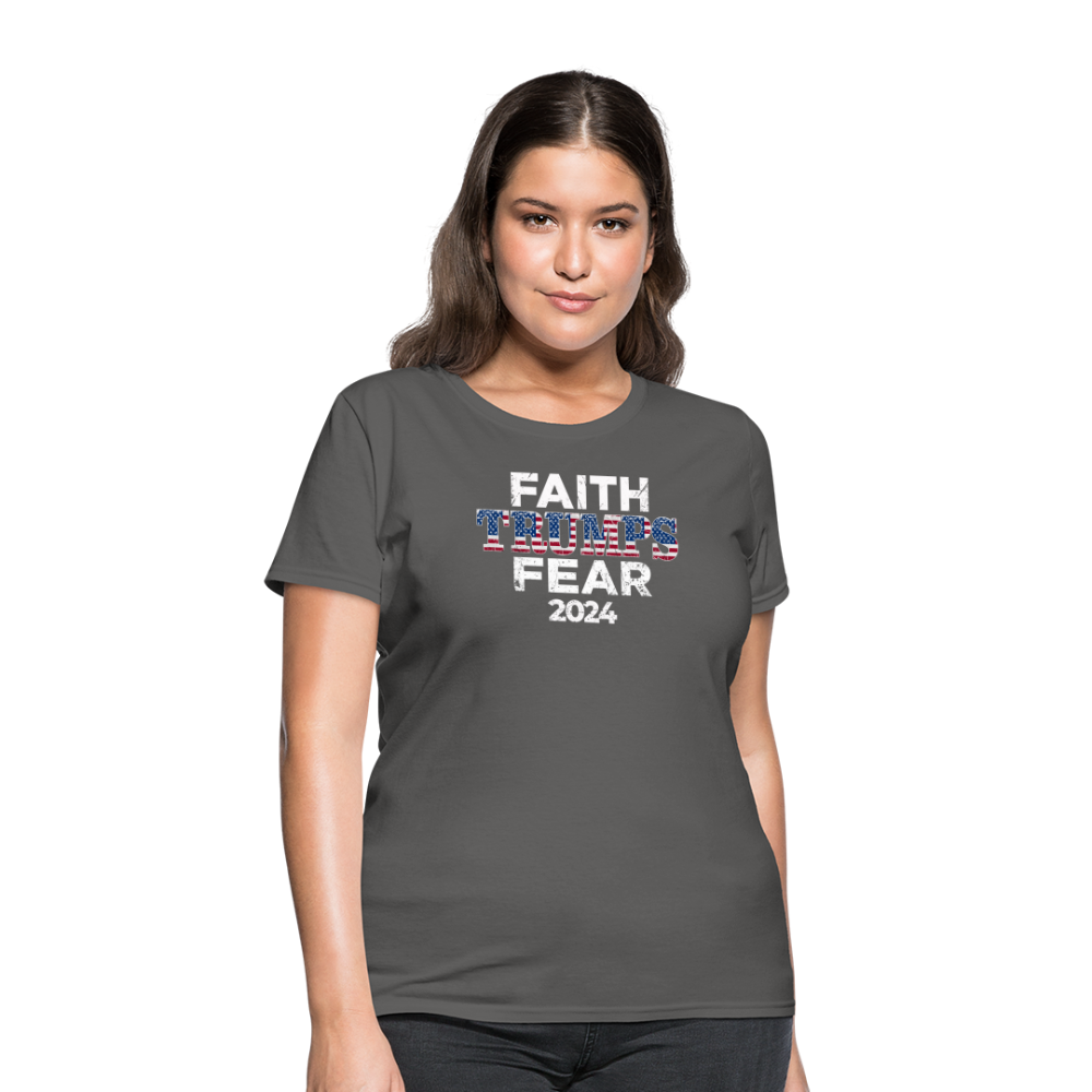 Faith Trumps Fear Women's Fitted T-Shirt - charcoal