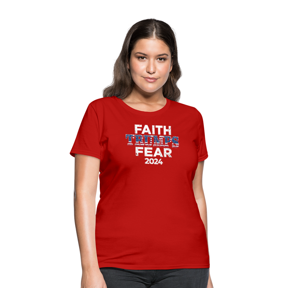 Faith Trumps Fear Women's Fitted T-Shirt - red