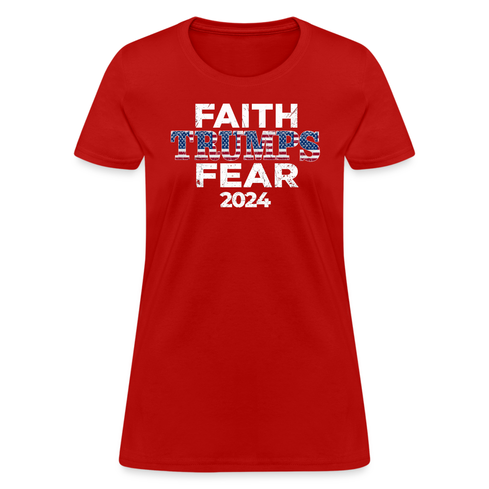 Faith Trumps Fear Women's Fitted T-Shirt - red