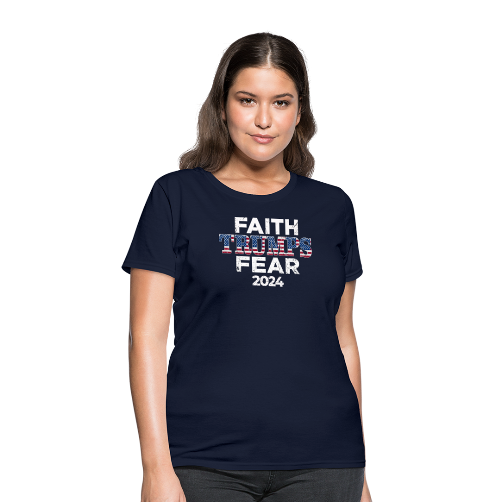 Faith Trumps Fear Women's Fitted T-Shirt - navy