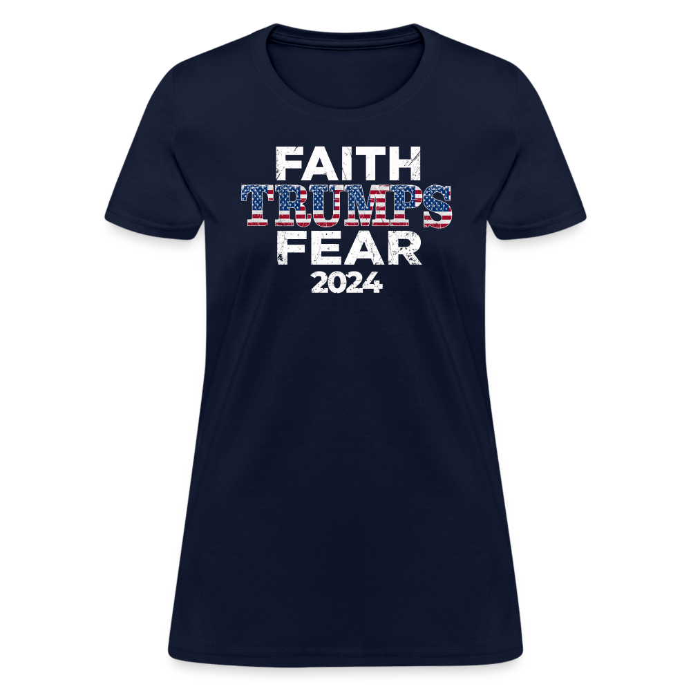 Faith Trumps Fear Women's Fitted T-Shirt - navy