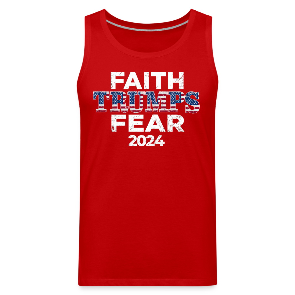 Faith Trumps Fear Men’s Premium Tank - red