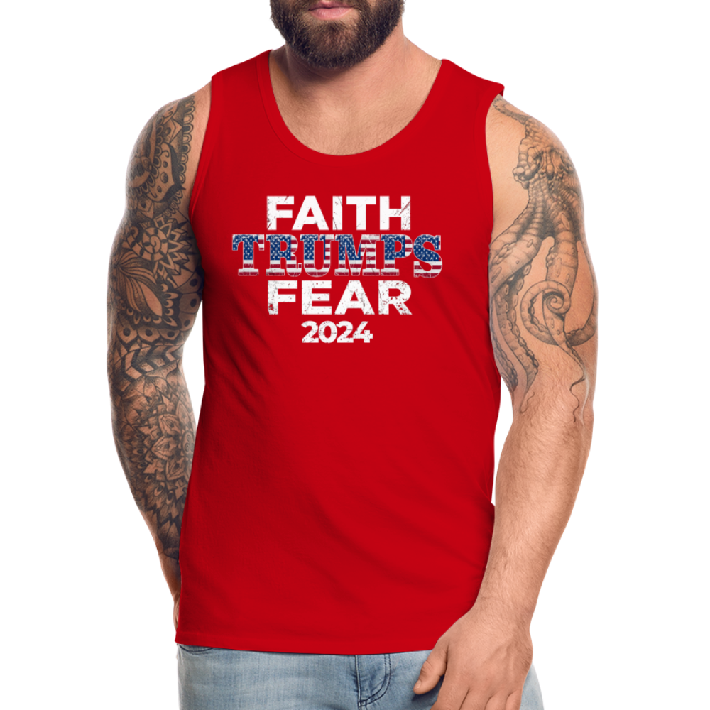 Faith Trumps Fear Men’s Premium Tank - red