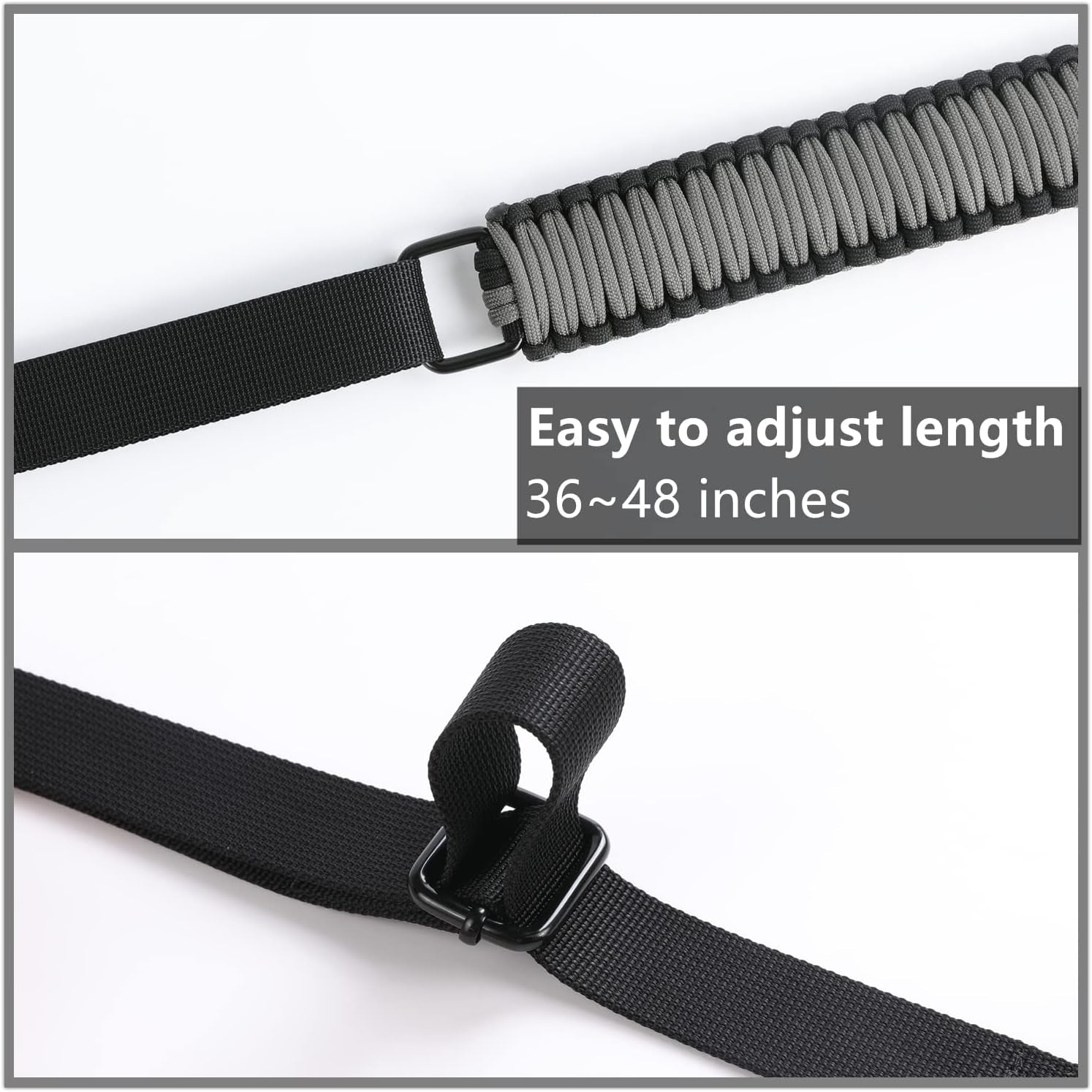 Two-Point Paracord Sling with Swivels, Non-Slip Paracord Sling Quick Adjustable Length Strap for Hunting